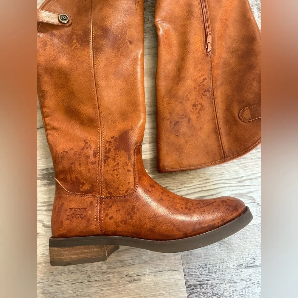 Frye & Co Kellie Button Tall Cognac Knee High Boots Size 7 1/2